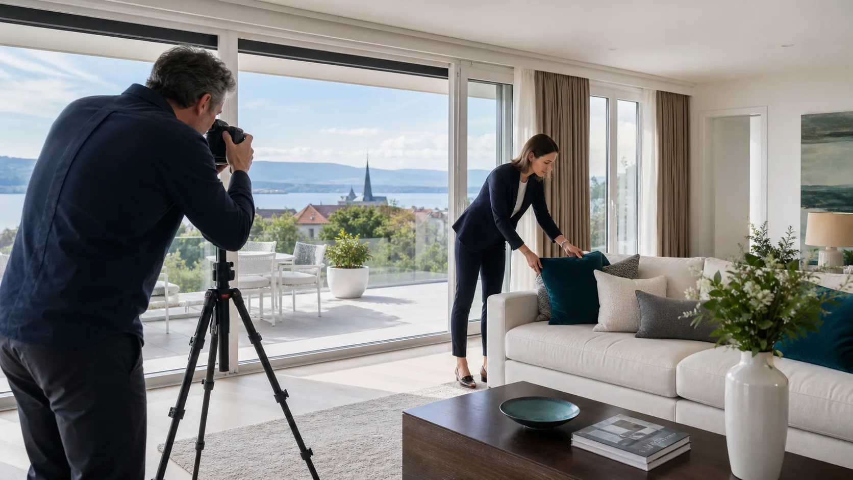 Préparation et photographie professionnelle d’un bien immobilier