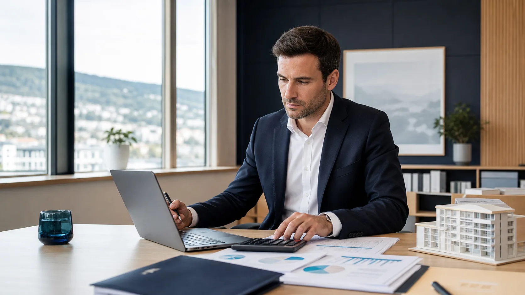 Gestionnaire analysant les comptes financiers d’un immeuble
